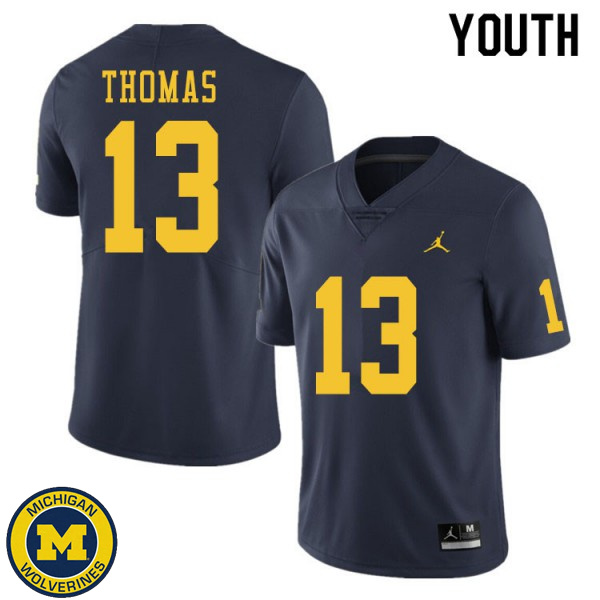 Youth University of Michigan #13 Charles Thomas Navy Player Jersey